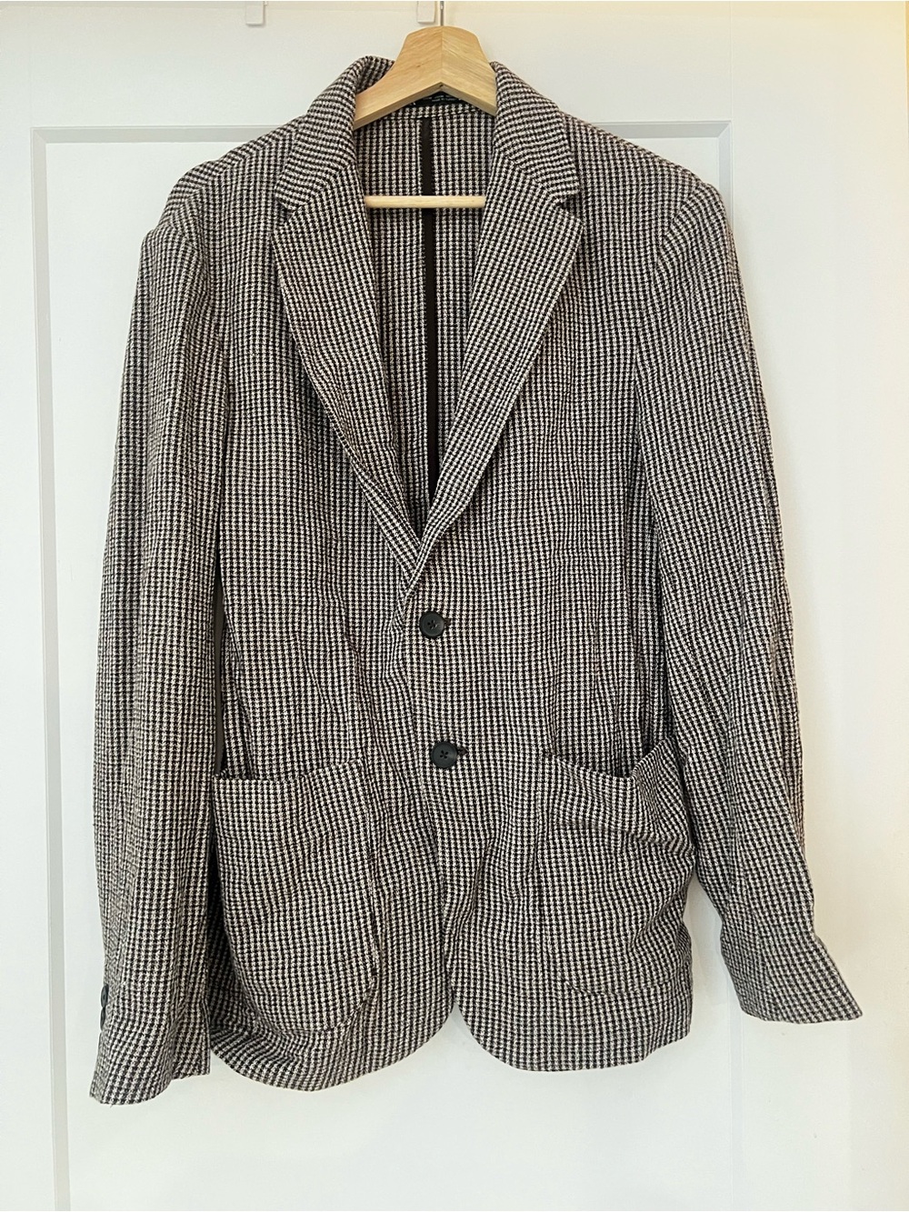 Zara Vintage Houndstooth Brown & Beige Blazer